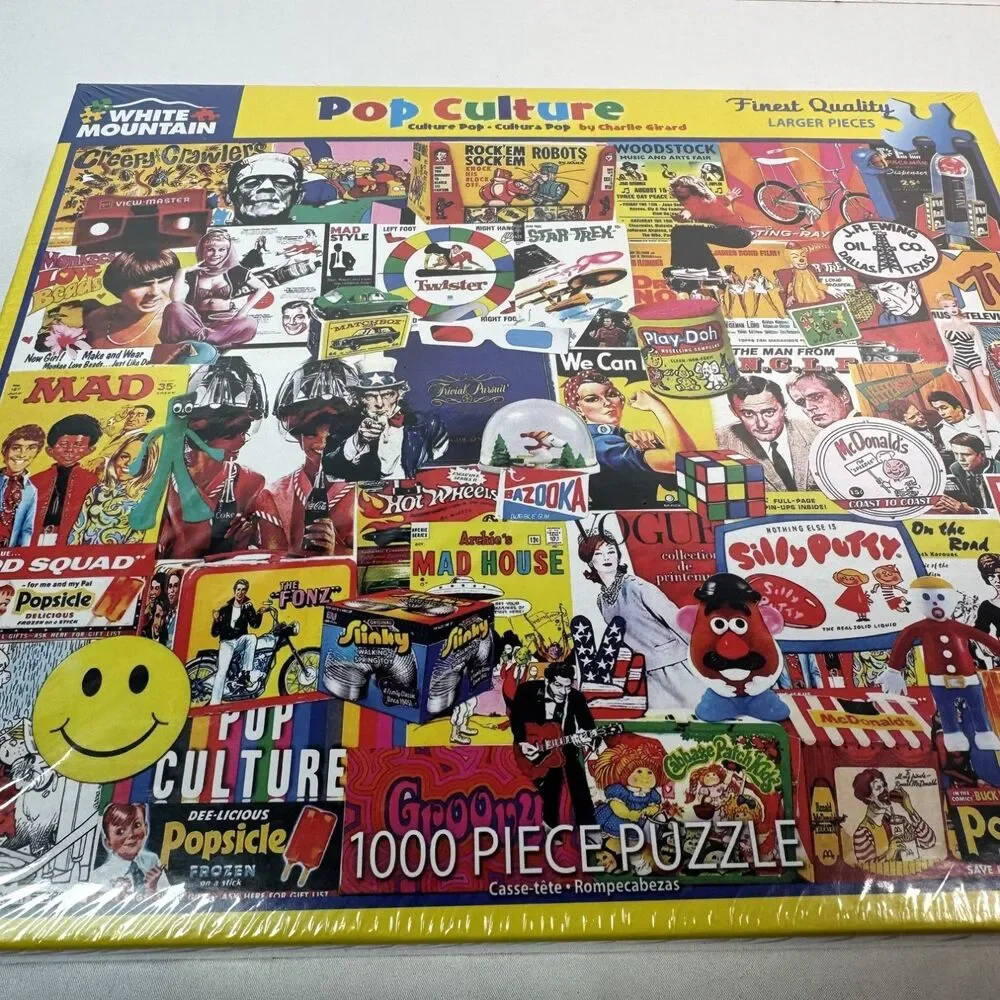White Mountain Pop Culture 1000 Piece Jigsaw Puzzle NEW Sealed Charlie Girard